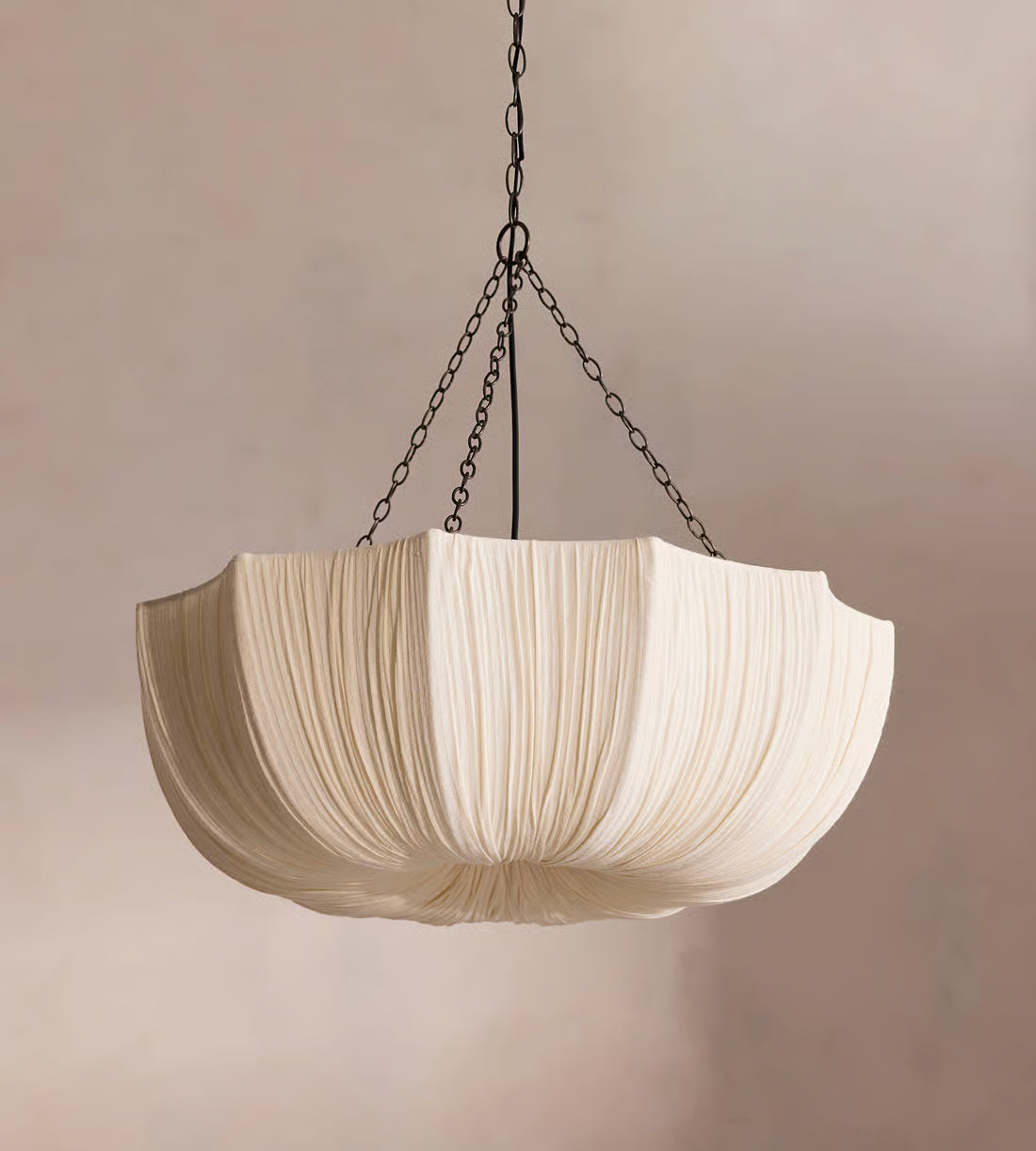 Classic Pleated Silk Scalloped Pendant Light