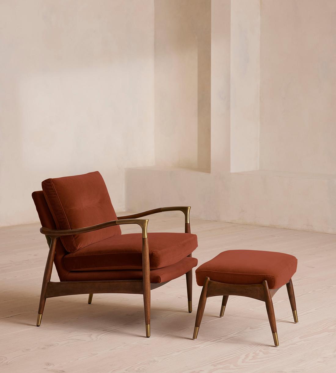 Mid-Century Velvet Accent Chair