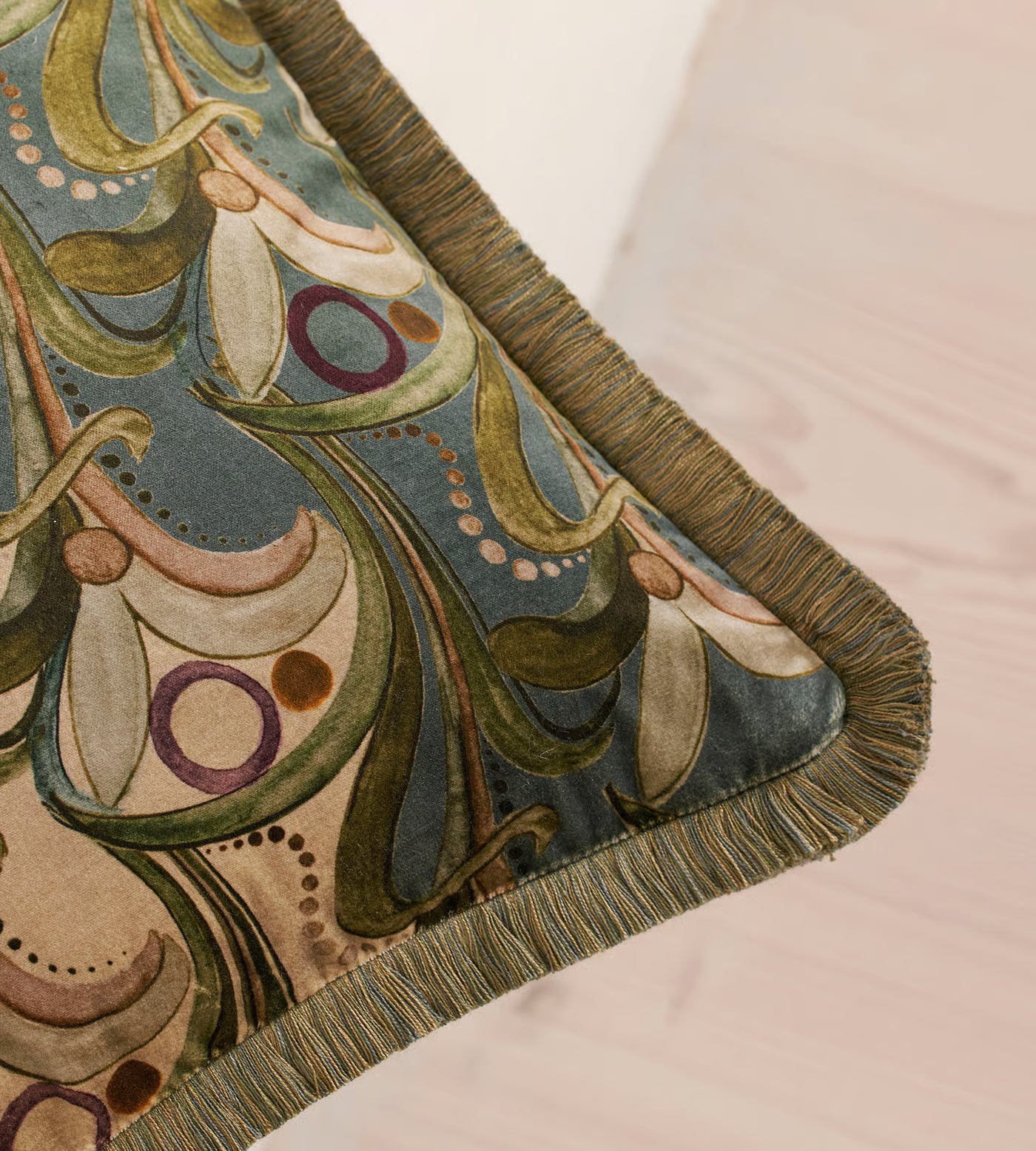 Art Nouveau Floral Fringed Accent Pillow