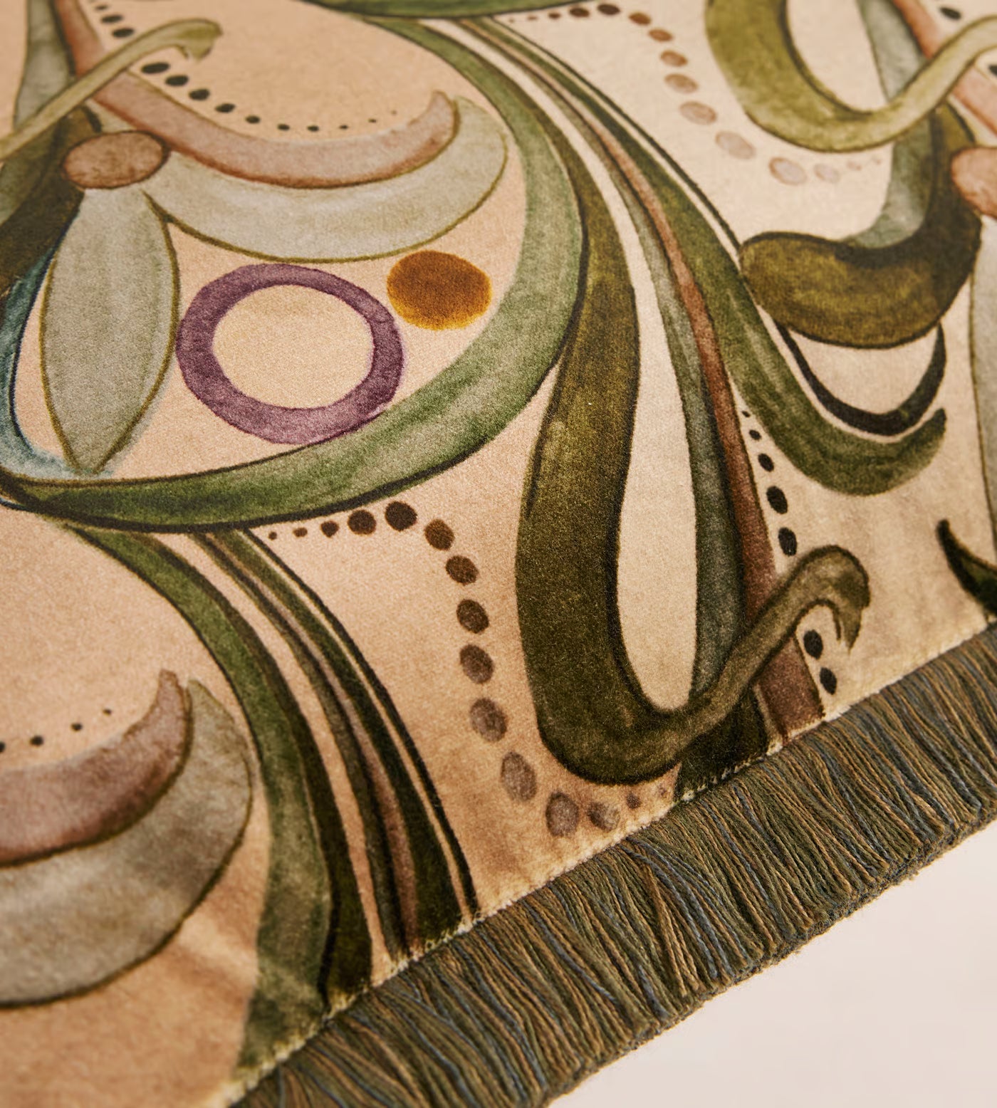 Art Nouveau Floral Fringed Accent Pillow