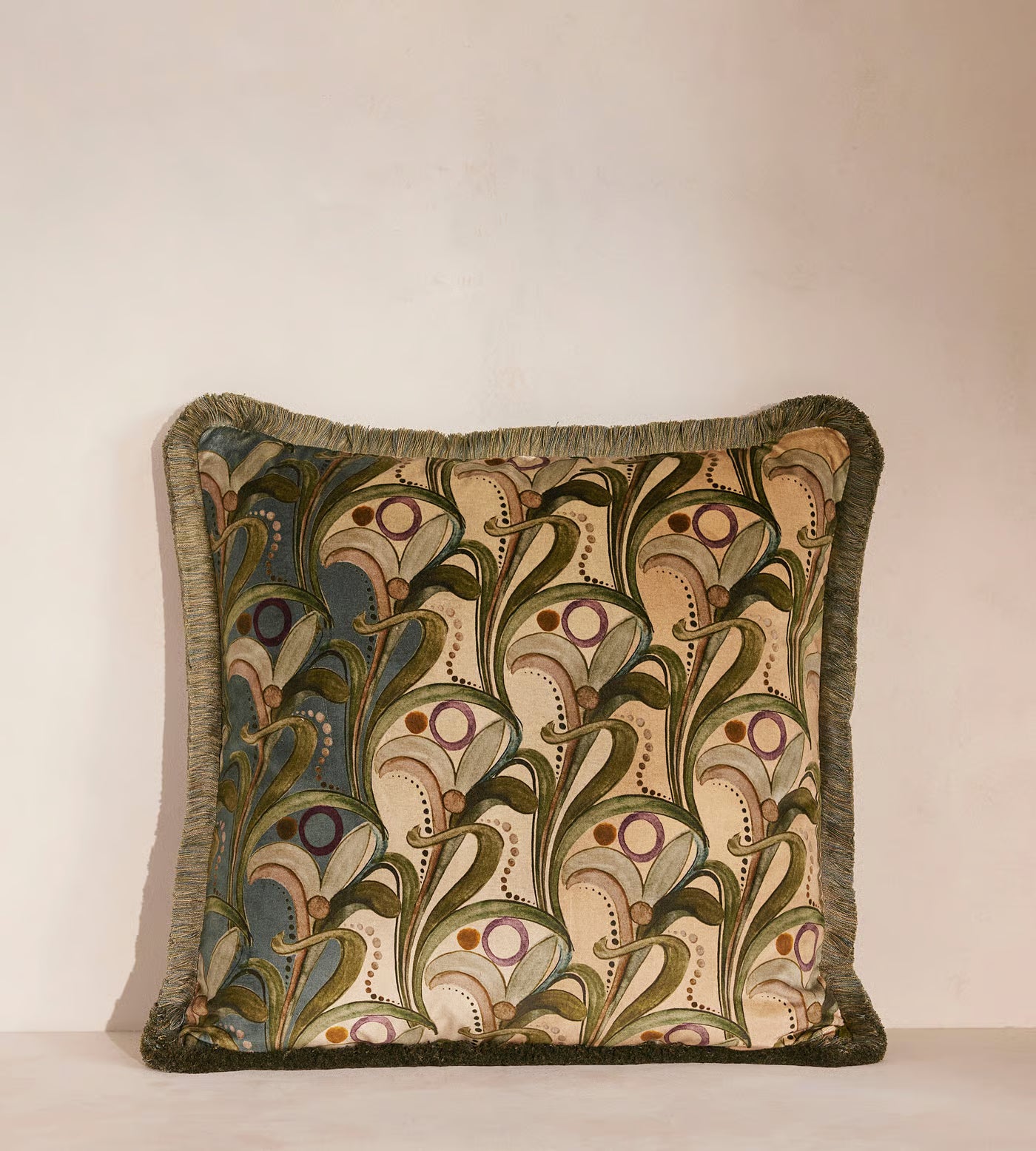 Art Nouveau Floral Fringed Accent Pillow