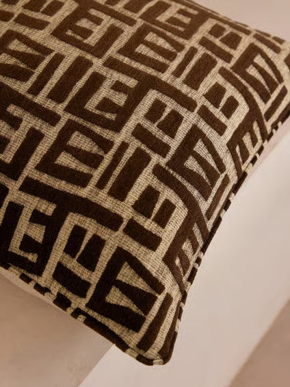 Modern Brown Abstract Pattern Accent Pillow