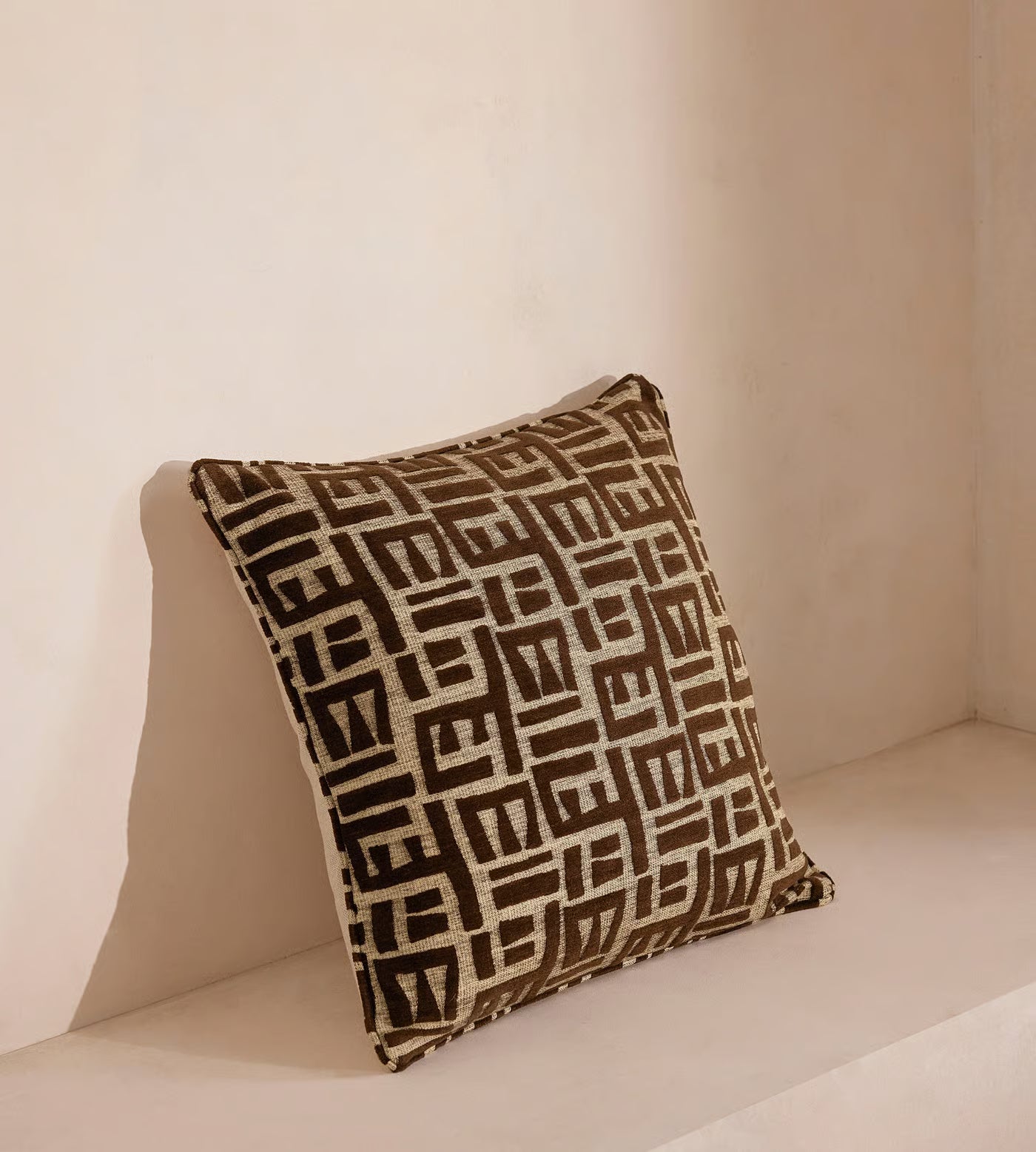 Modern Brown Abstract Pattern Accent Pillow