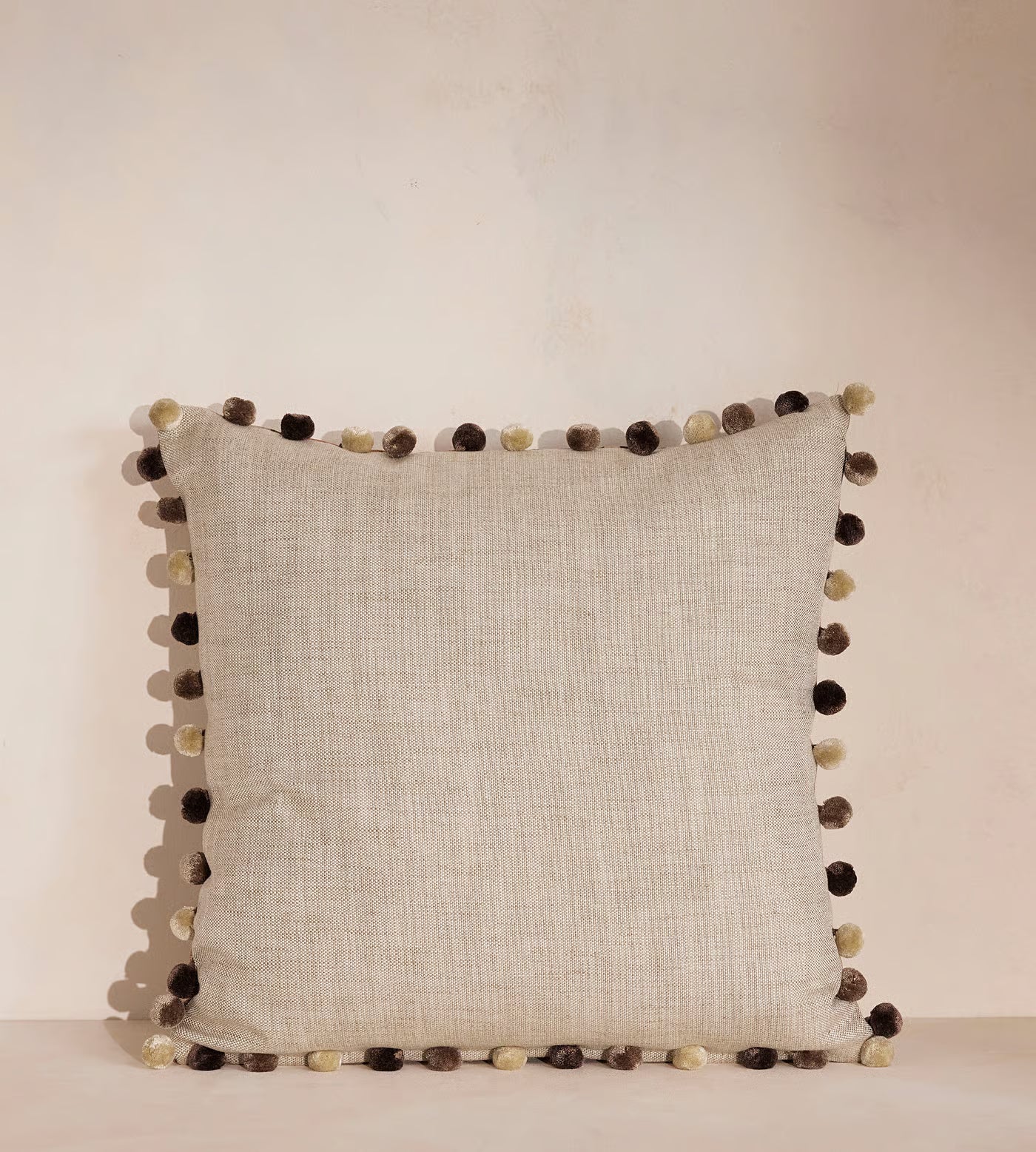 Ikat Print Pillow With Pom Fringe