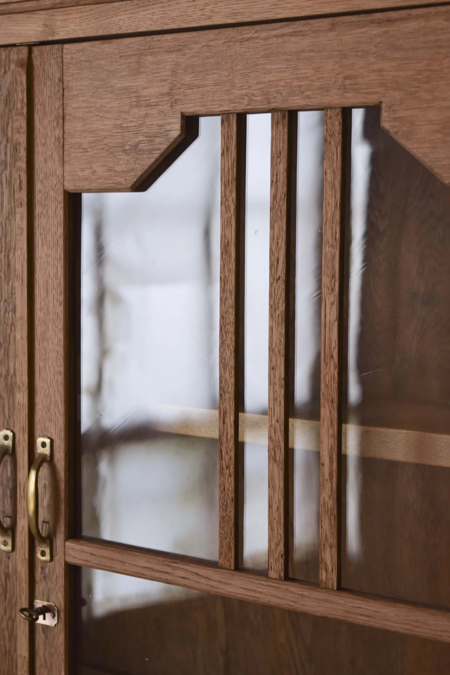 Vintage Japanese Oak Wood Kitchen Hutch
