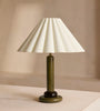 Classic Pleated Shade Green Wood Lamp