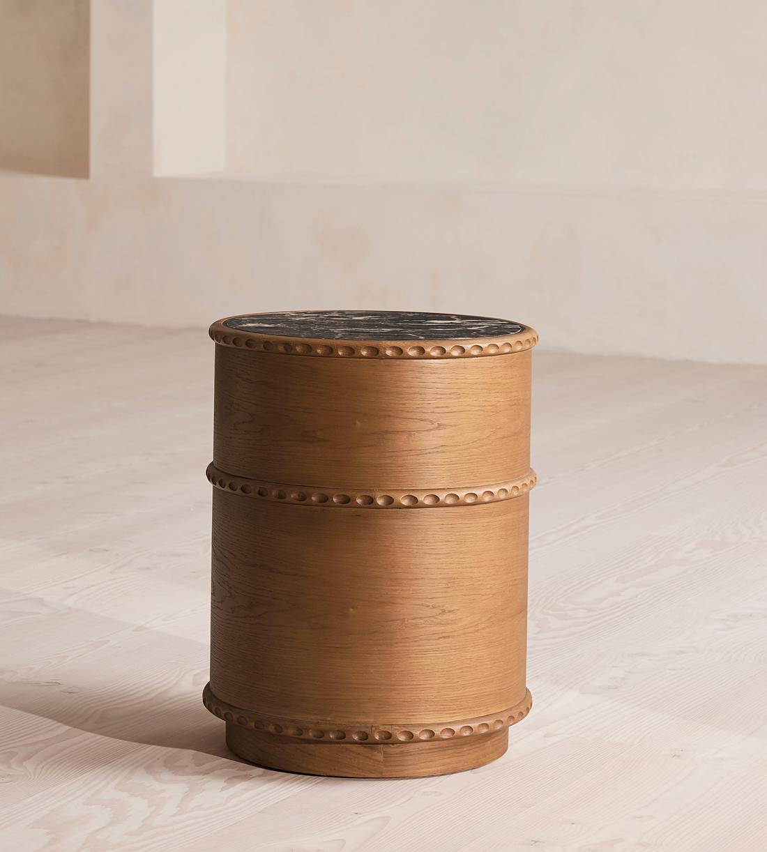 Curved Marble Oak Nightstand