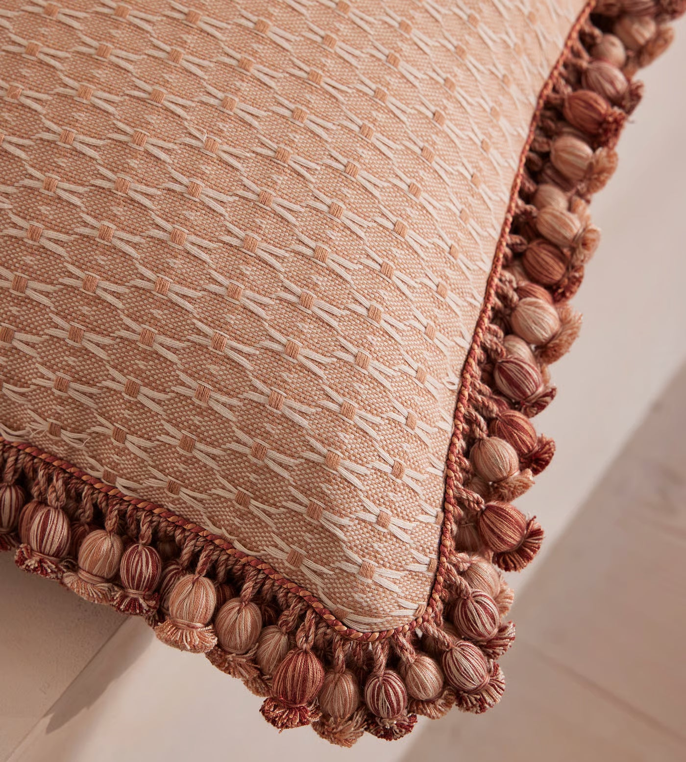 Terracotta Patterned Fringe Square Accent Pillow