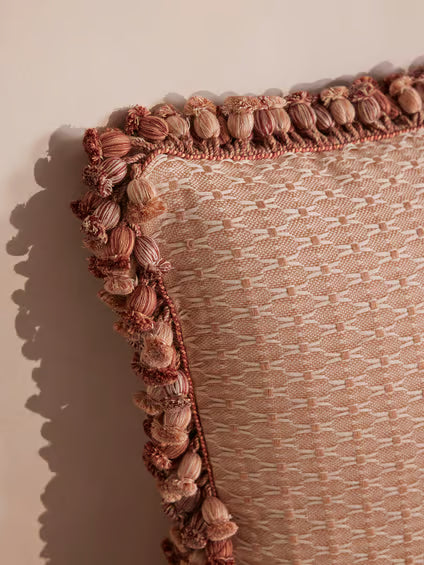 Terracotta Patterned Fringe Square Accent Pillow