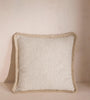 Textured Cream Bouclé Fringed Accent Pillow