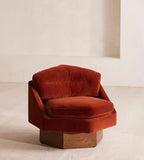 Rust Velvet Hexagonal Swivel Accent Chair