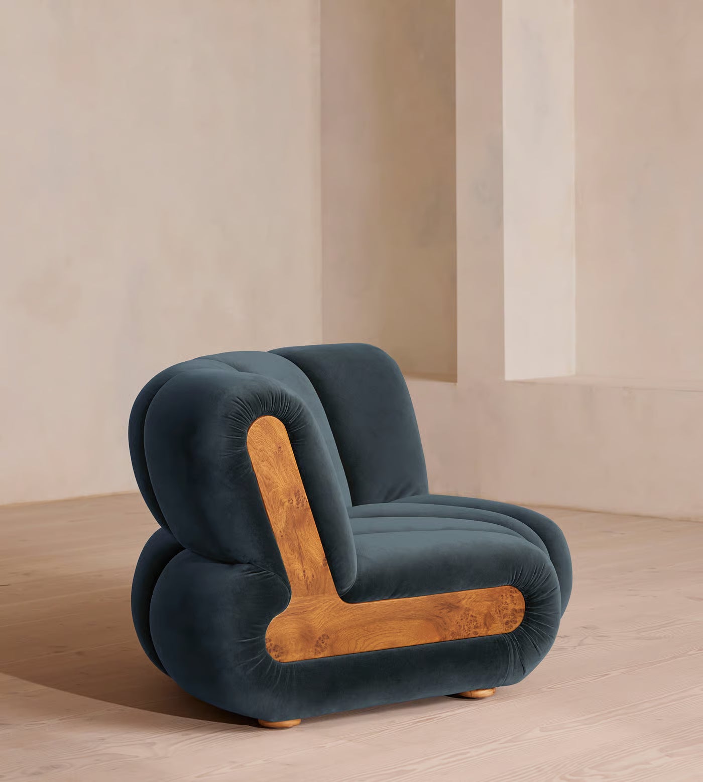 Sculptural Velvet Modular Curved Armchair