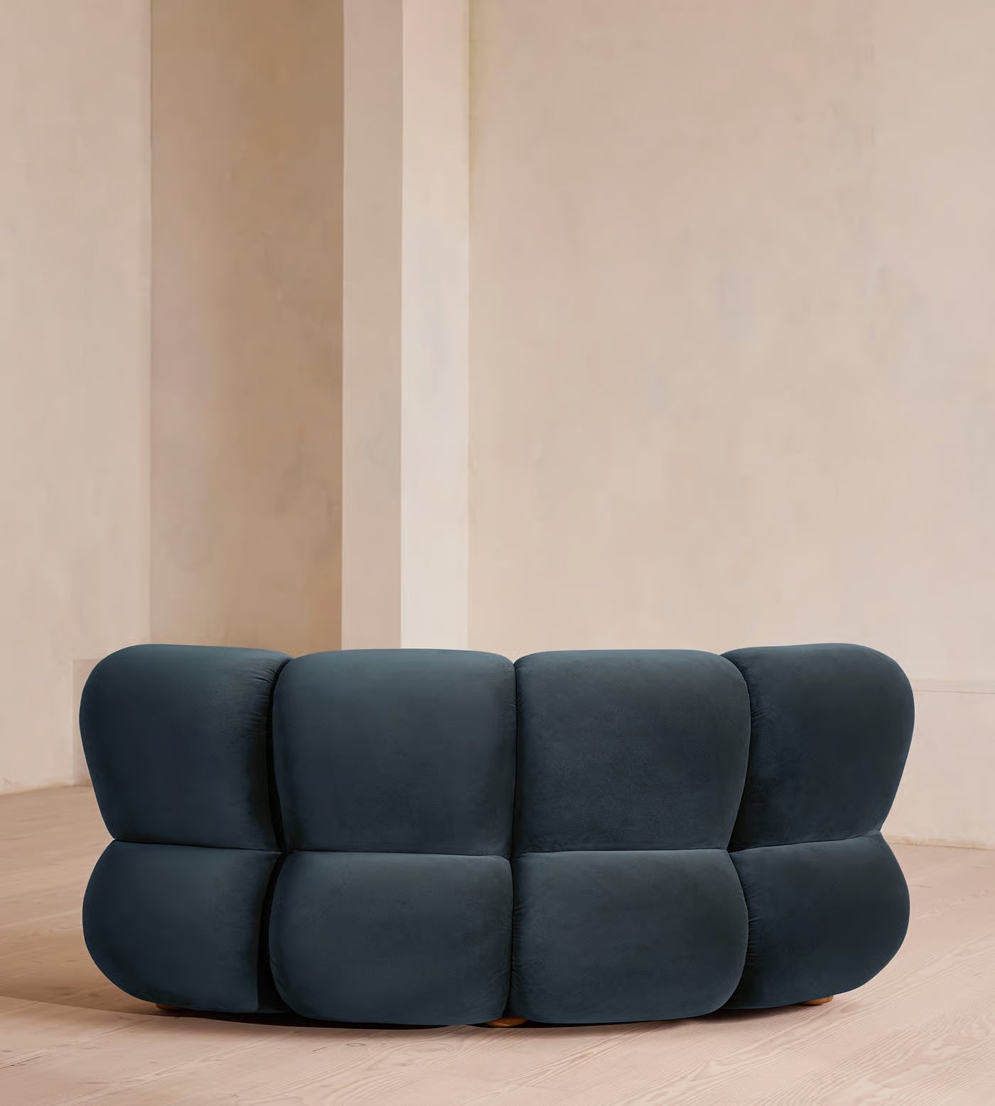 Sculptural Velvet Modular Curved Armchair