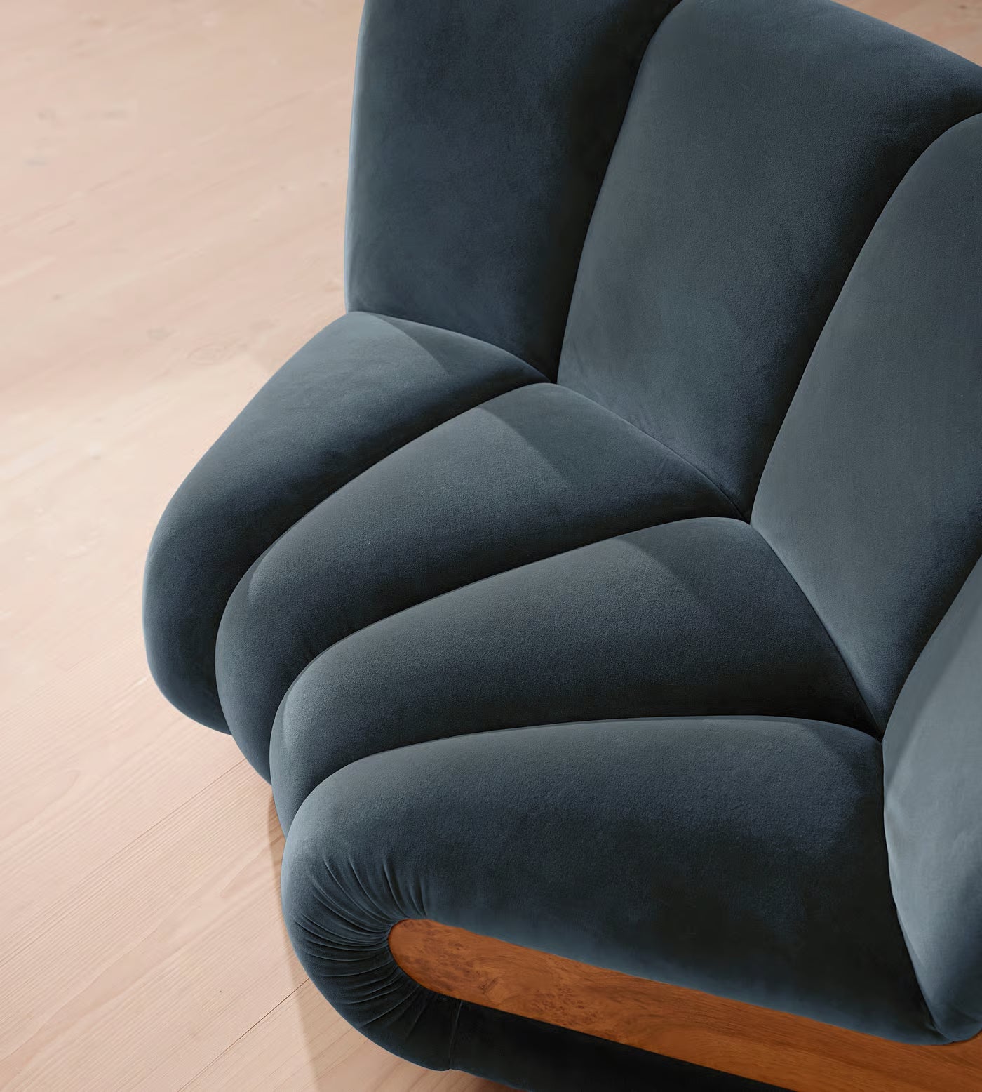 Sculptural Velvet Modular Curved Armchair