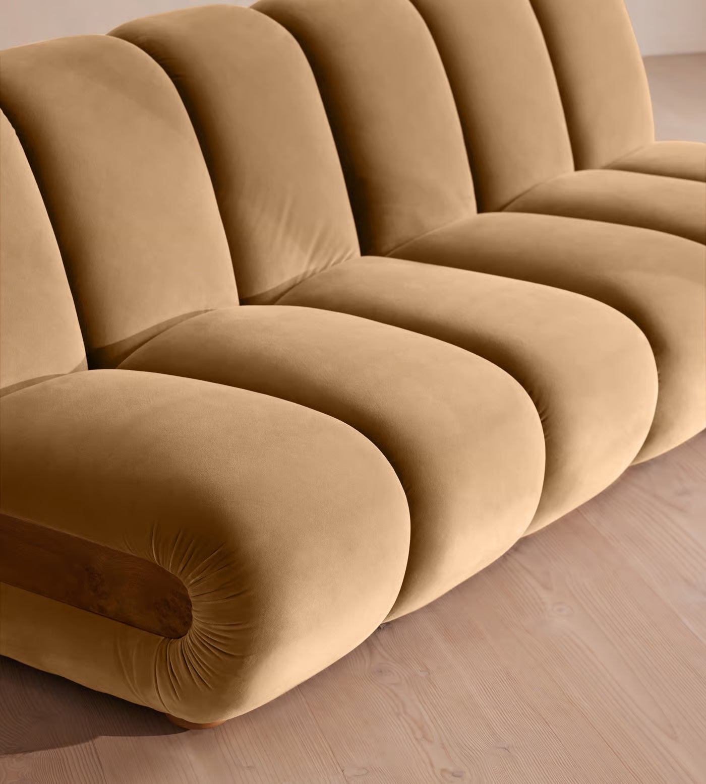 Plush Ribbed Velvet Sectional Sofa