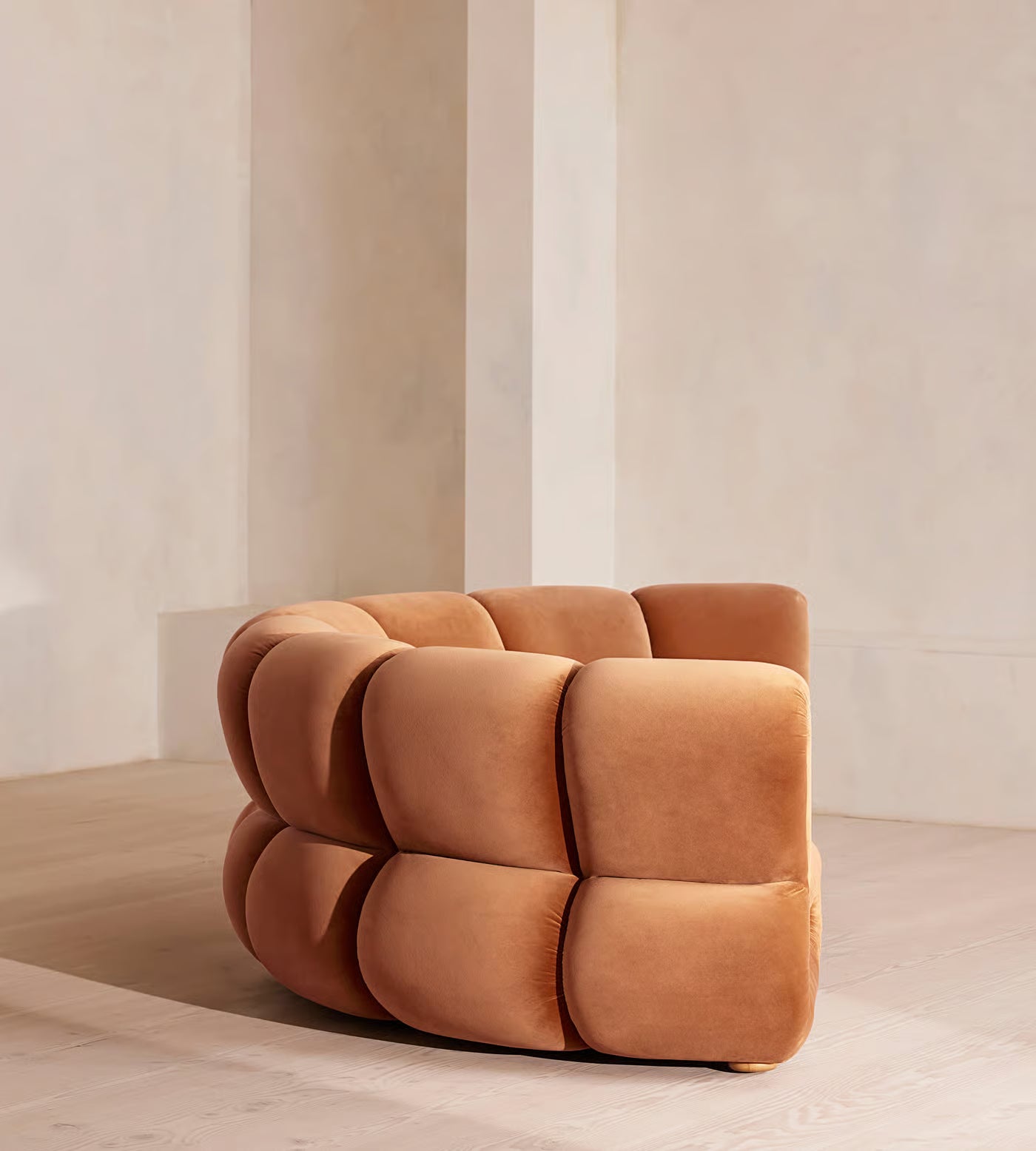 Curved Rust Velvet Modular Sectional Sofa