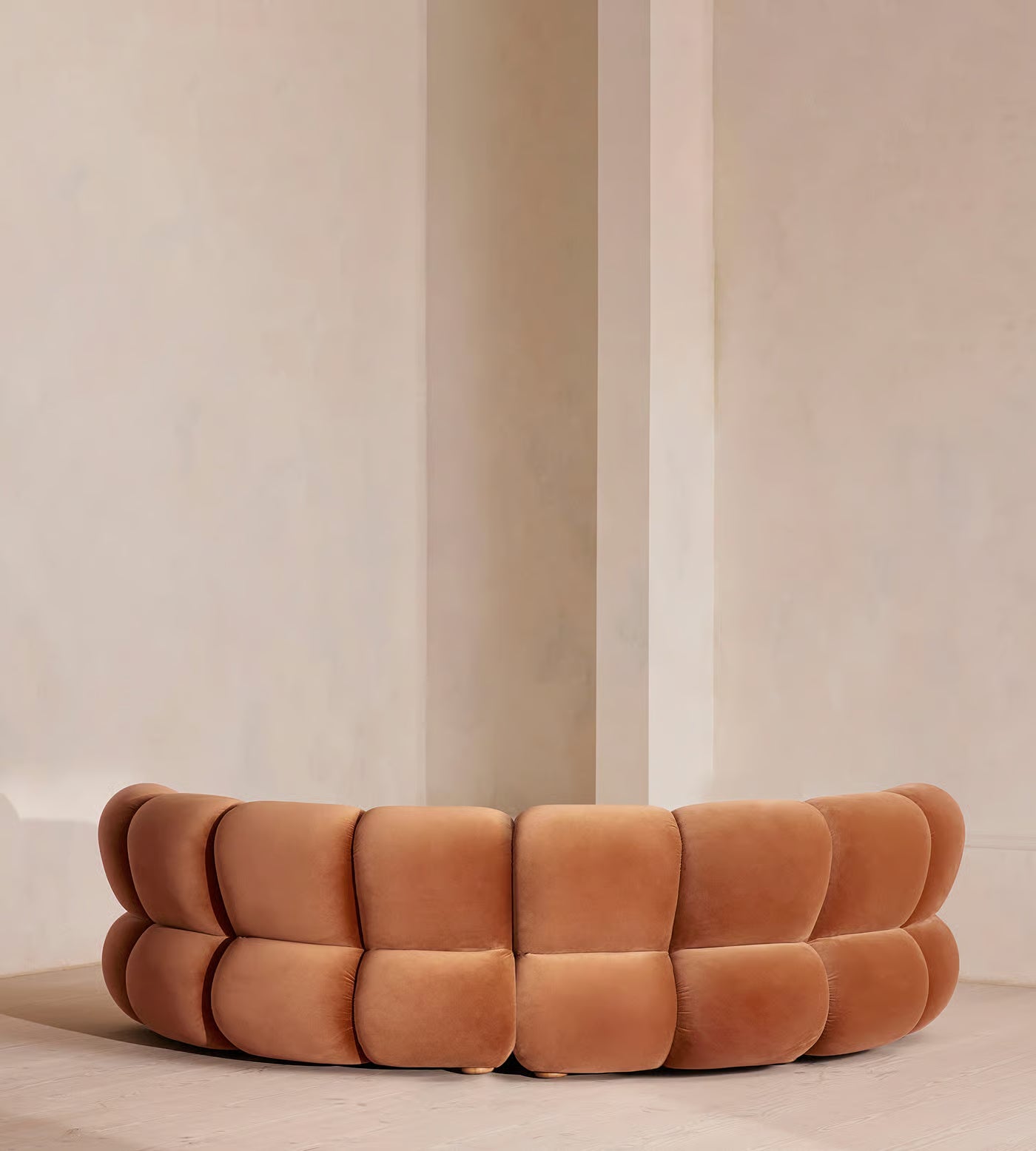 Curved Rust Velvet Modular Sectional Sofa