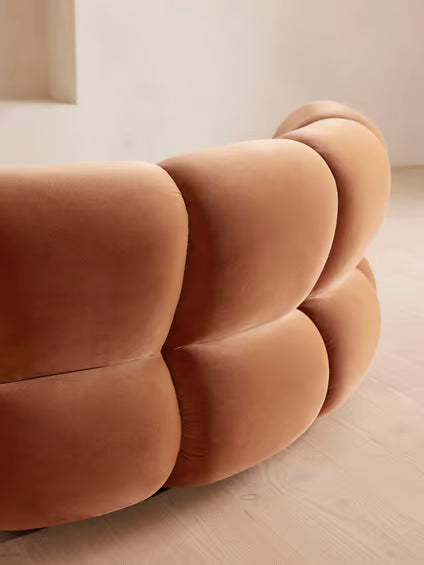 Curved Rust Velvet Modular Sectional Sofa