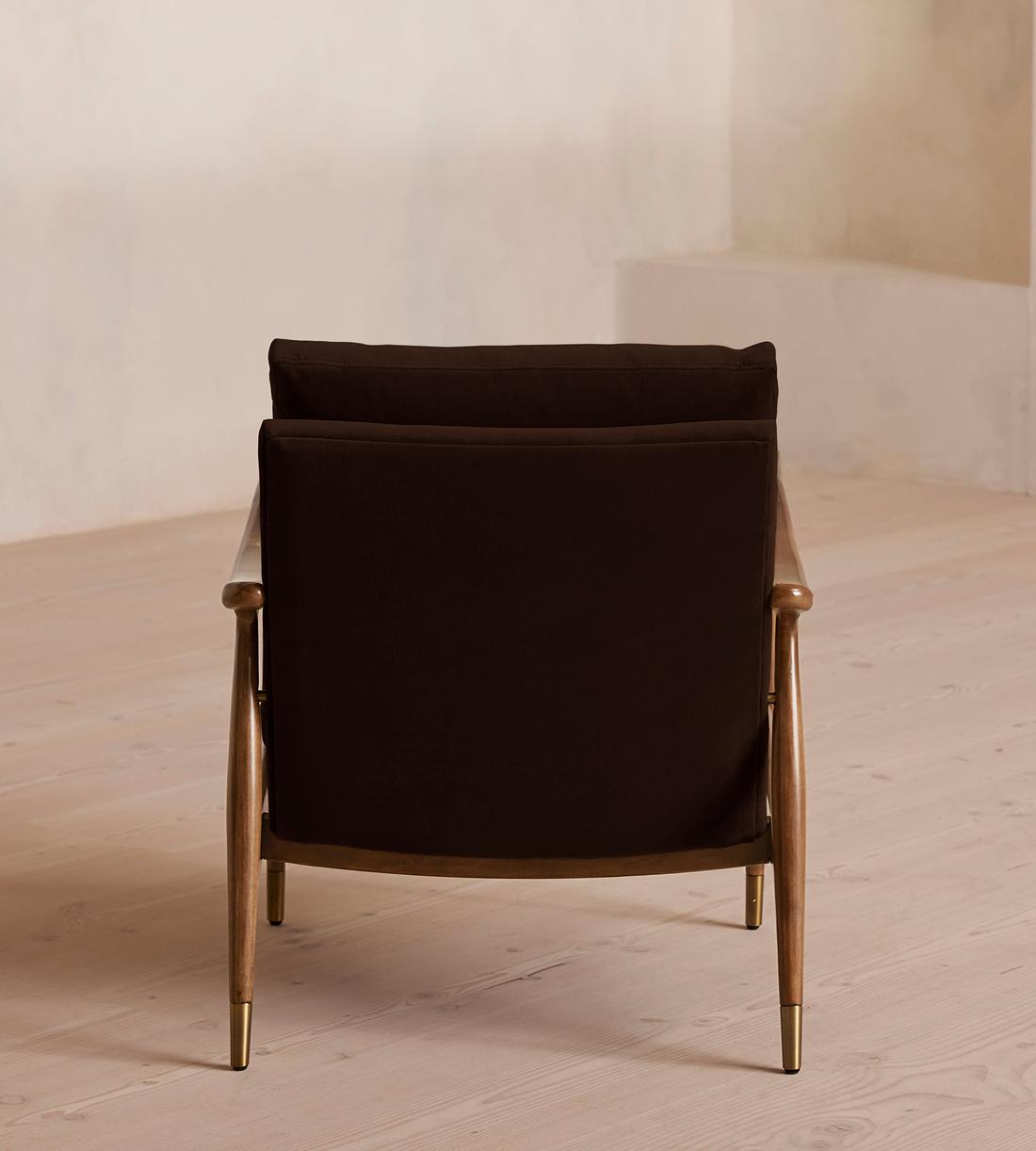 Modern Velvet Brass Accent Chair