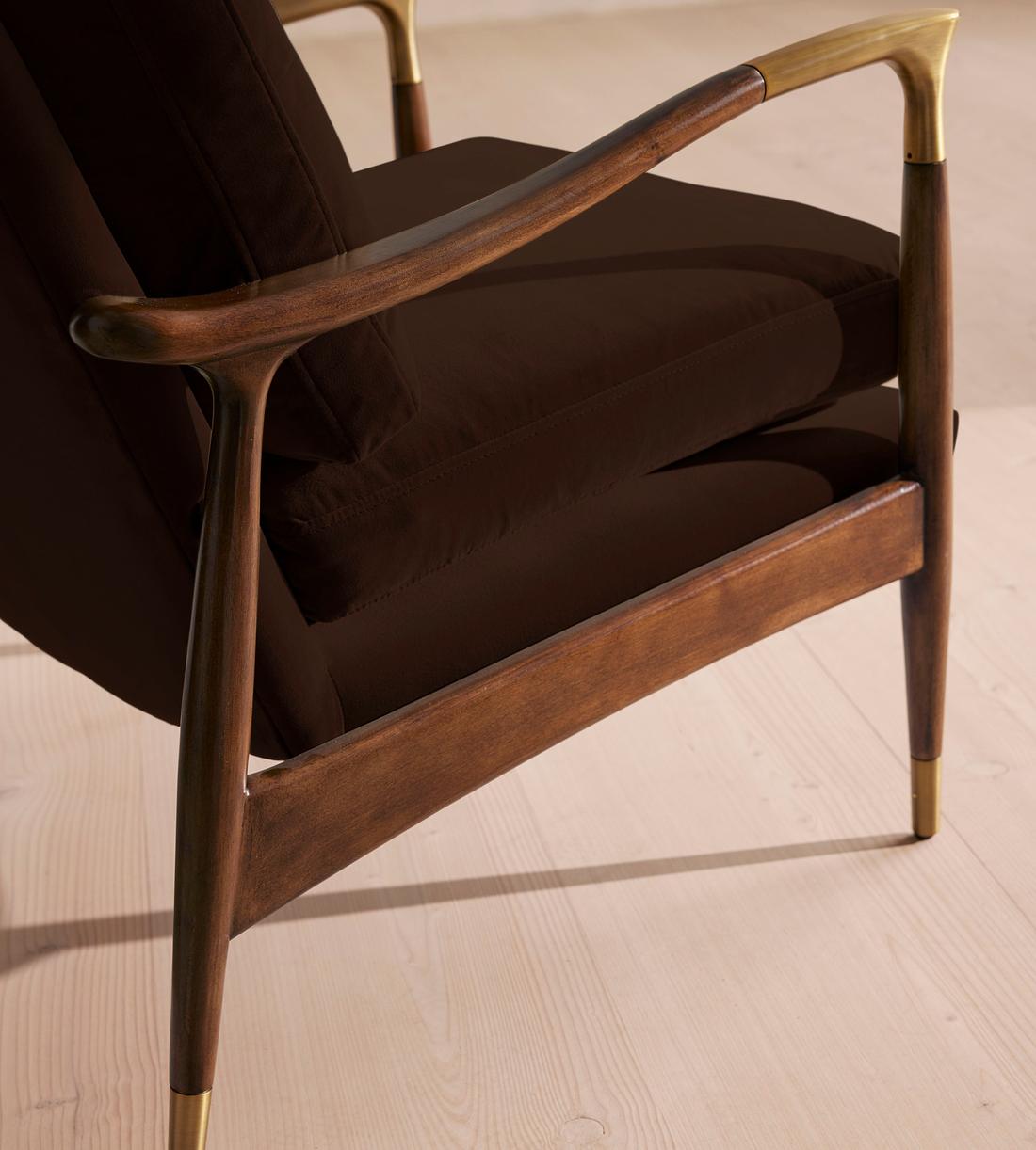 Modern Velvet Brass Accent Chair