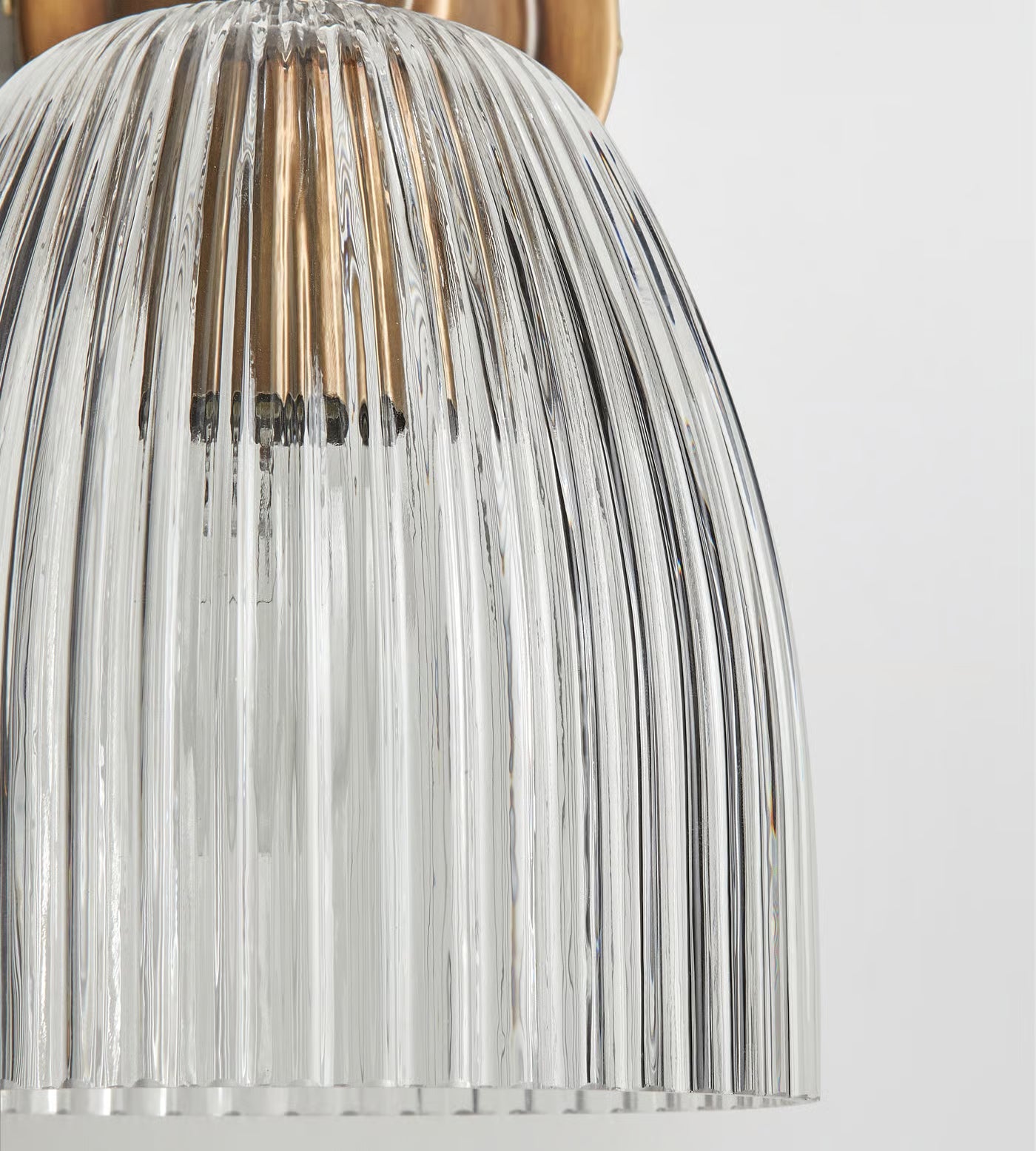 Industrial Brass Ribbed Glass Wall Lamp