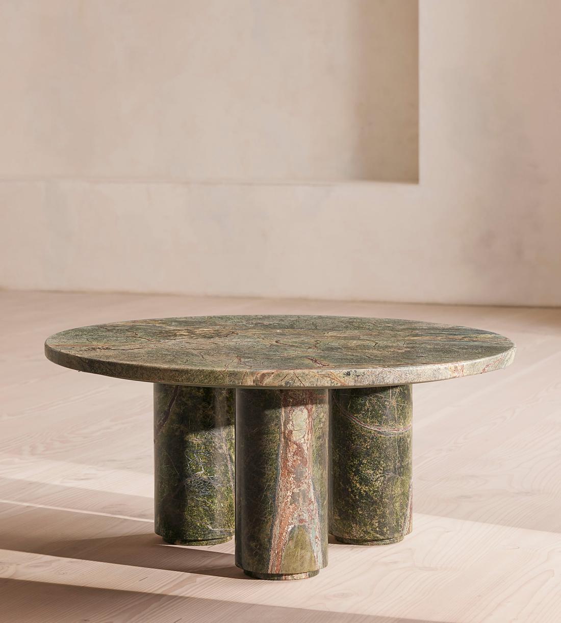 Green Marble Round Pedestal Coffee Table