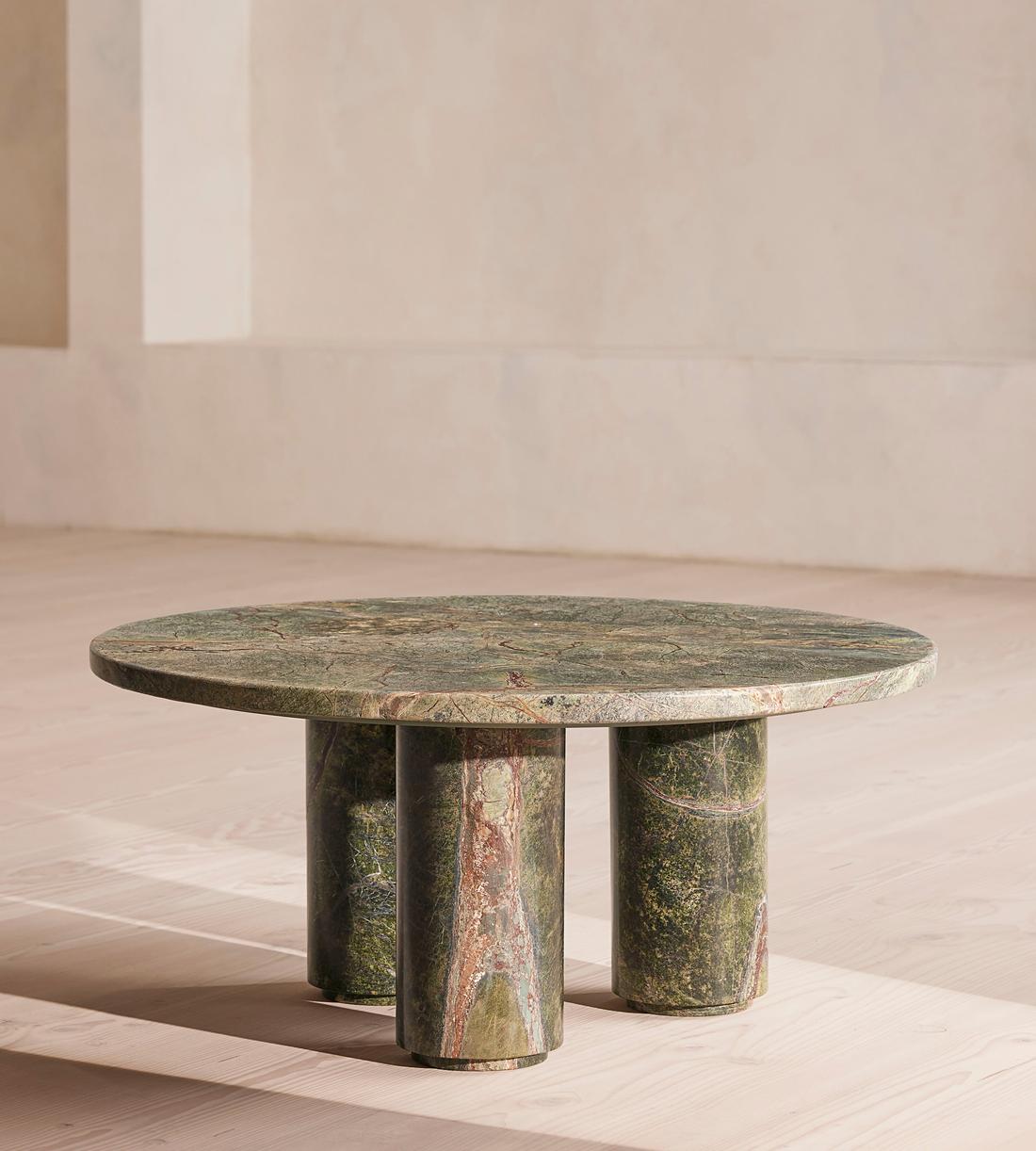 Green Marble Round Pedestal Coffee Table