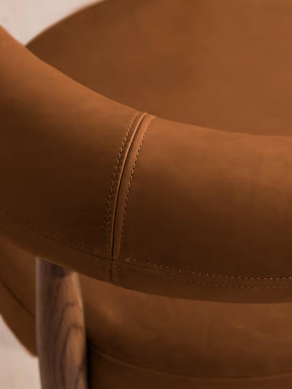 Curved Leather Dining Chair