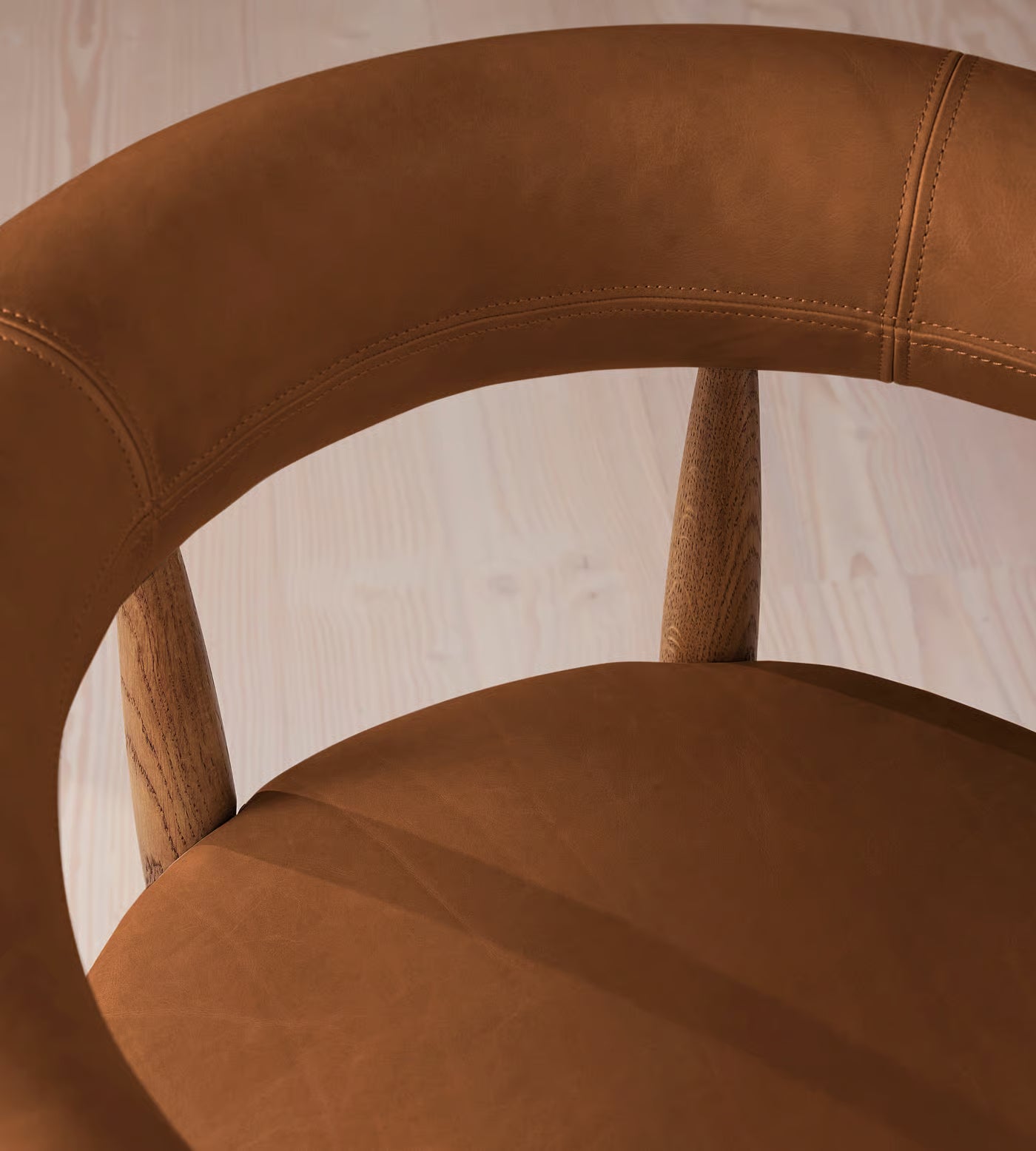 Curved Leather Dining Chair