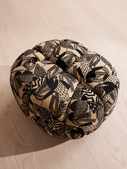 Monochrome Tufted Swivel Chair and Ottoman