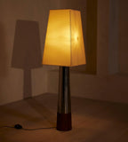 Mid-Century Chrome Floor Lamp with Stitching