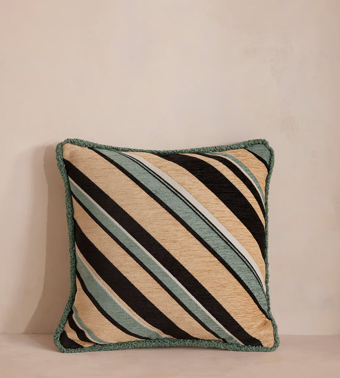 Woven Diagonal Stripe Sage Accent Pillow