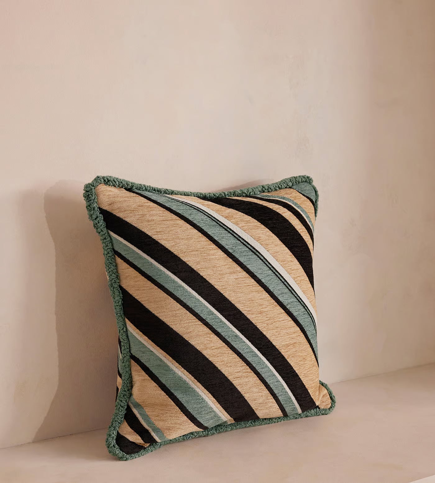 Woven Diagonal Stripe Sage Accent Pillow