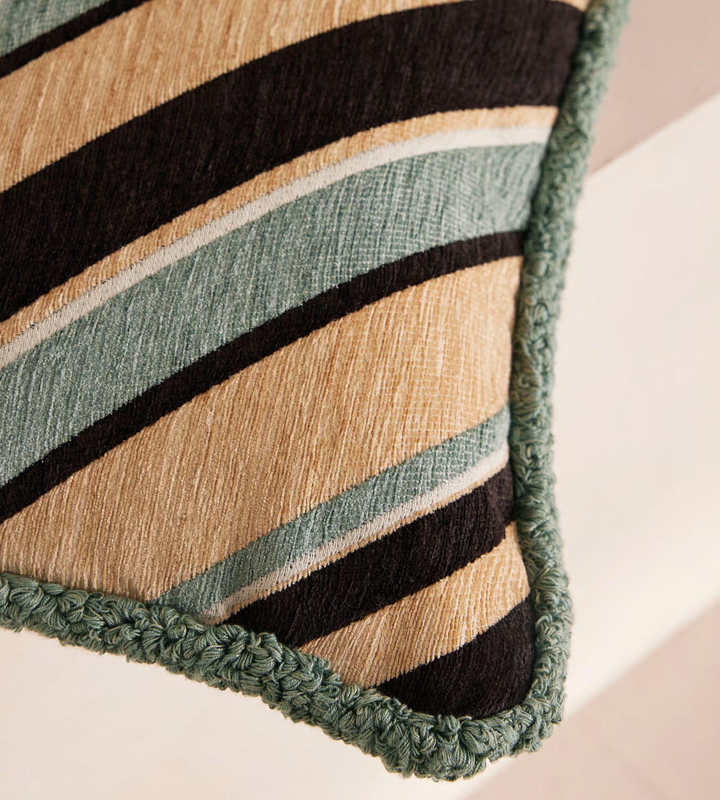 Woven Diagonal Stripe Sage Accent Pillow