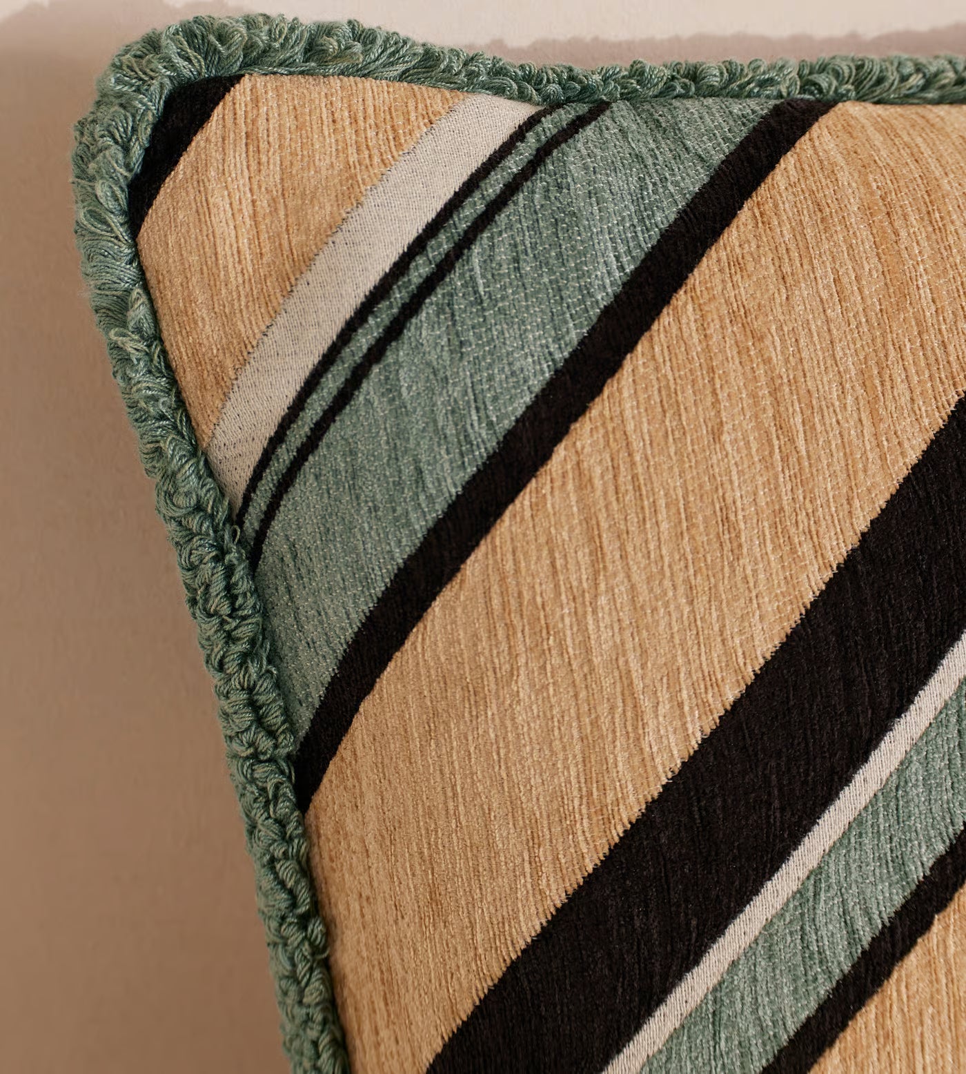 Woven Diagonal Stripe Sage Accent Pillow