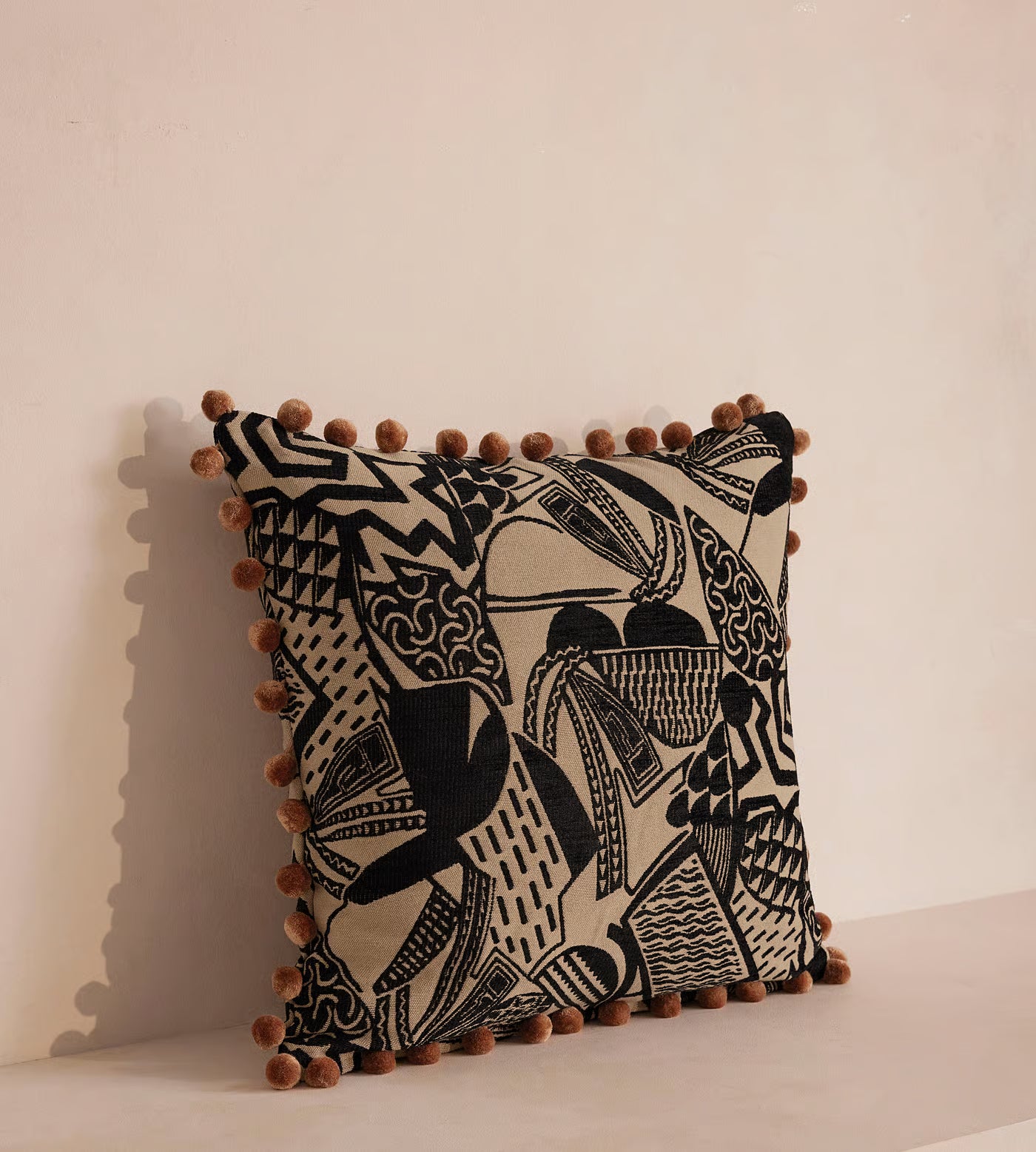 Boho Beige Abstract Pattern Throw Pillow