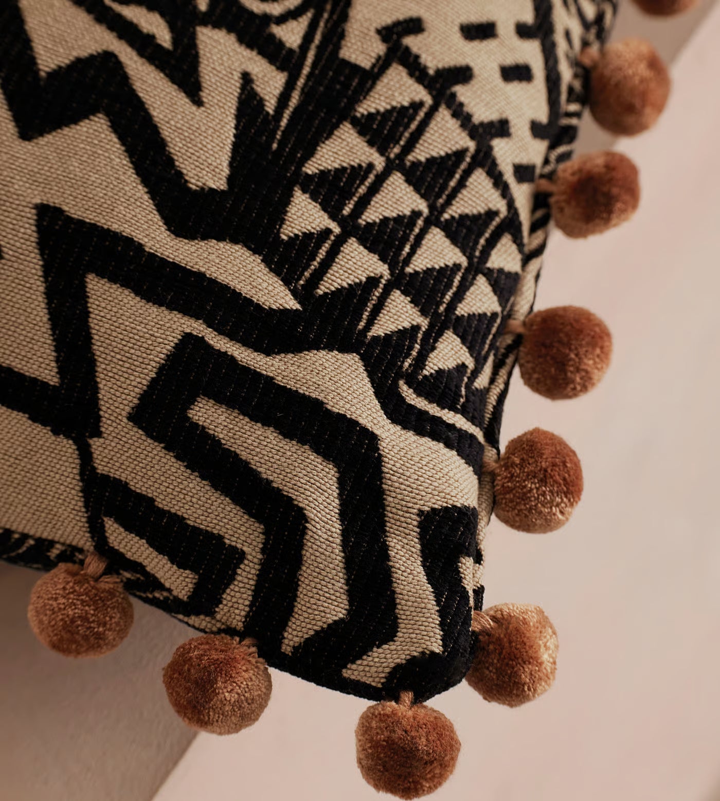 Boho Beige Abstract Pattern Throw Pillow