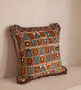 Earth Tone Geometric Fringed Throw Pillow