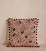 Embroidered Geometric Pom Pom Accent Pillow