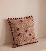 Embroidered Geometric Pom Pom Accent Pillow