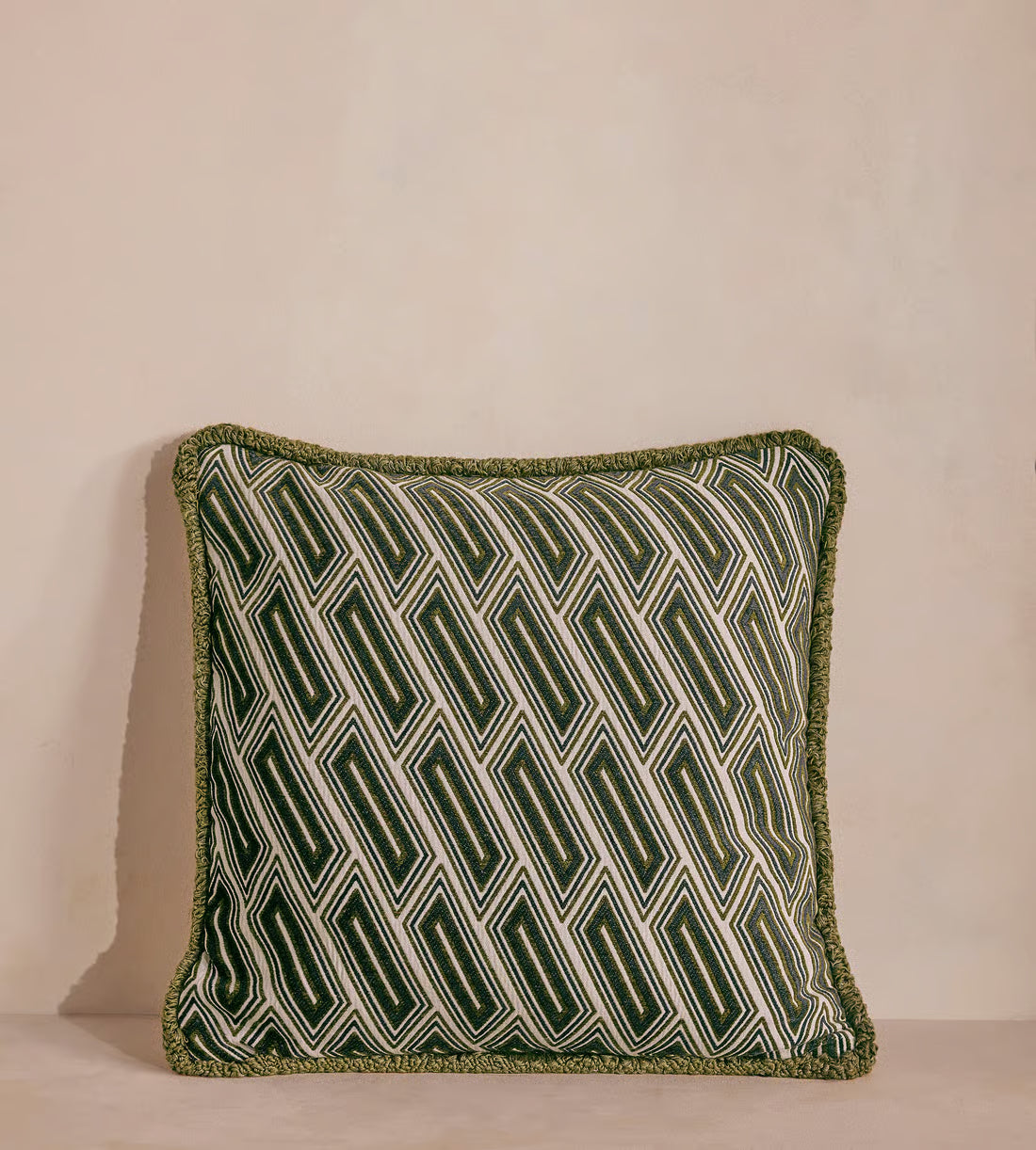 Textured Sage Geometric Boho Throw Pillow