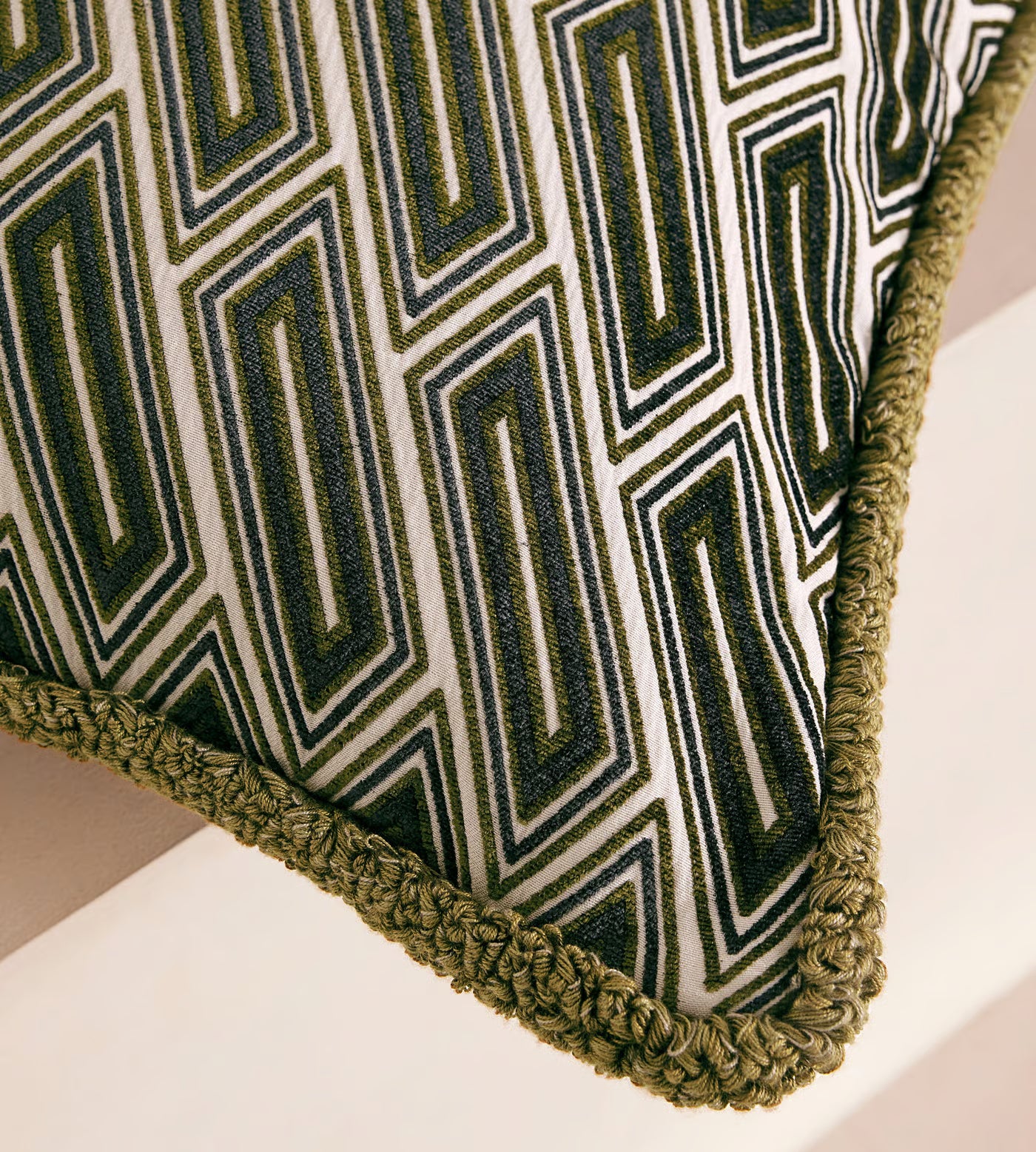 Textured Sage Geometric Boho Throw Pillow