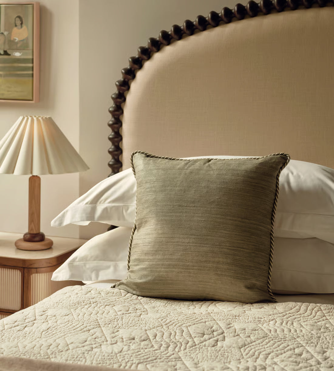 Sage Green Silk Corded Accent Pillow