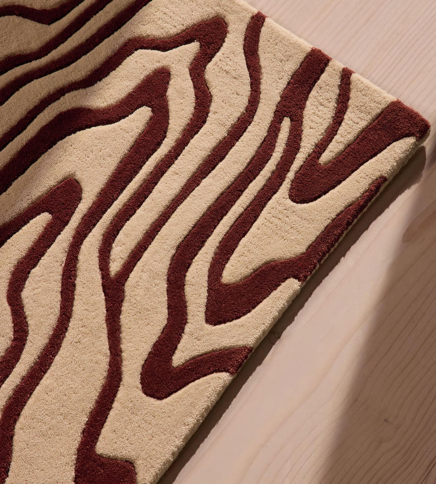 Modern Cream Organic Wave Rug
