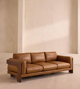 Tan Leather Sculptural Sofa