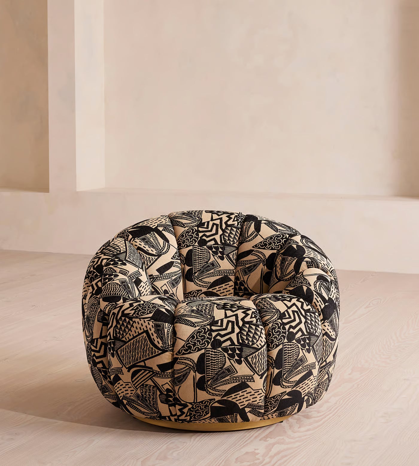Artisan Patterned Swivel Pumpkin Chair