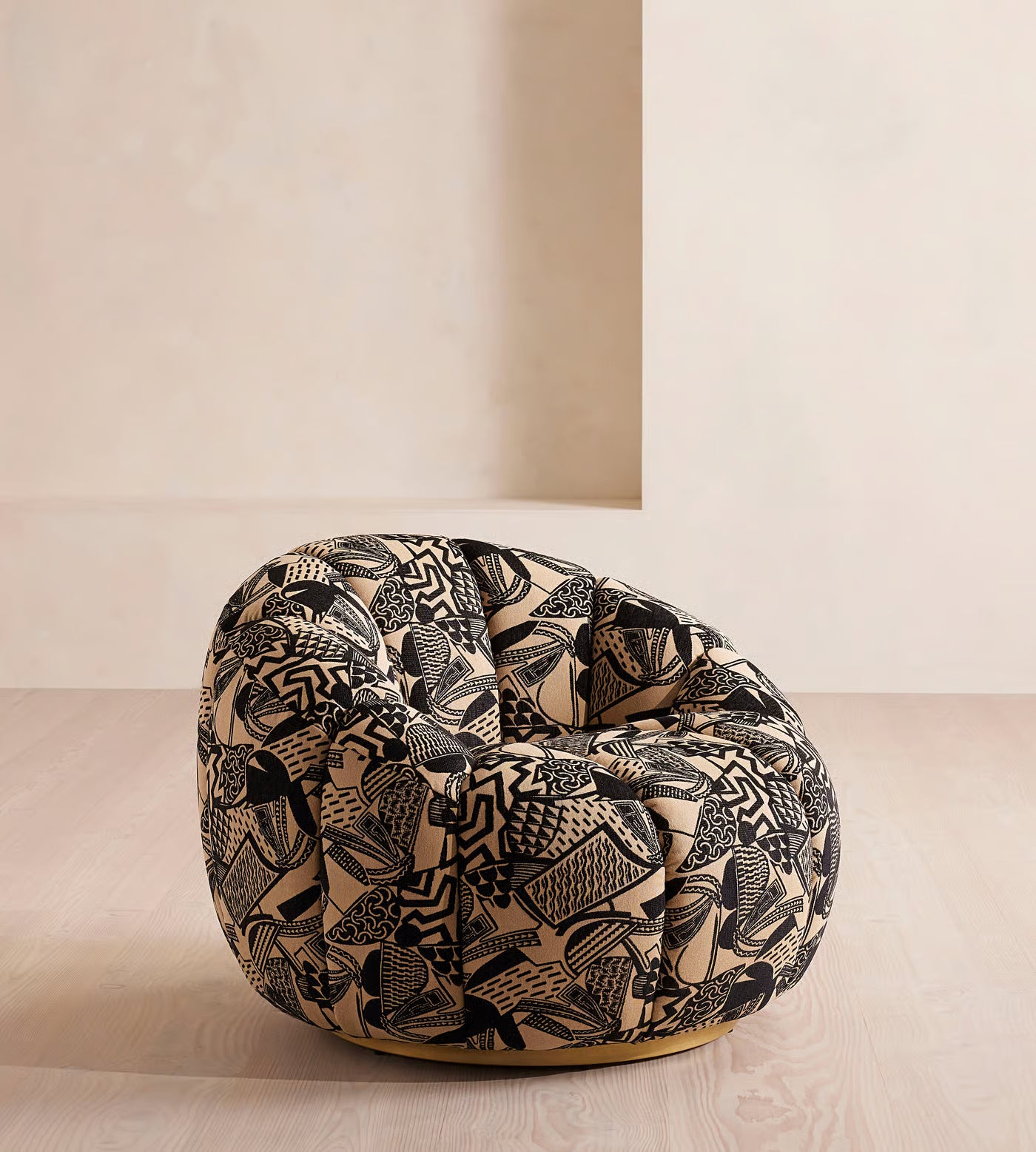 Artisan Patterned Swivel Pumpkin Chair