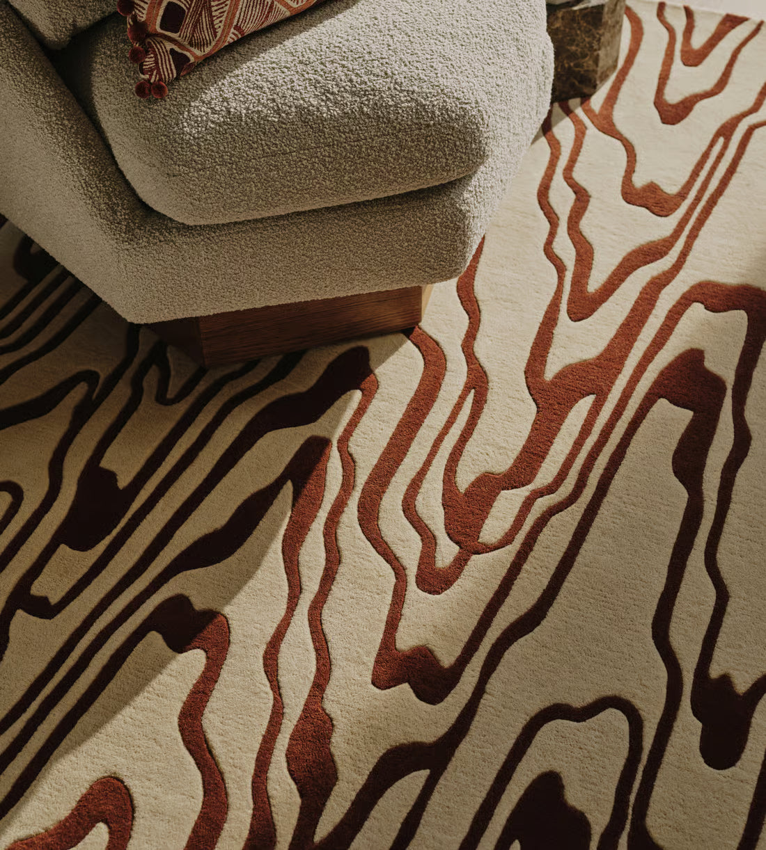 Modern Cream Organic Wave Rug