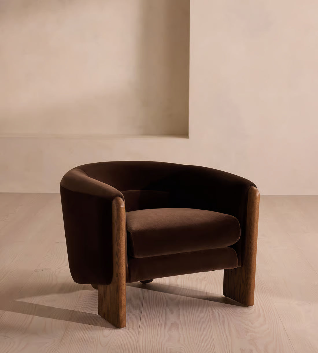 Velvet Curved Barrel Accent Chair