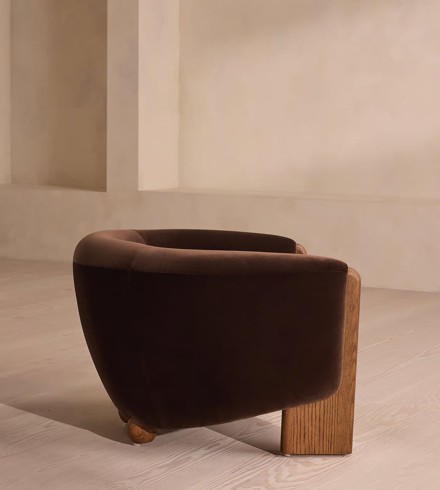 Velvet Curved Barrel Accent Chair